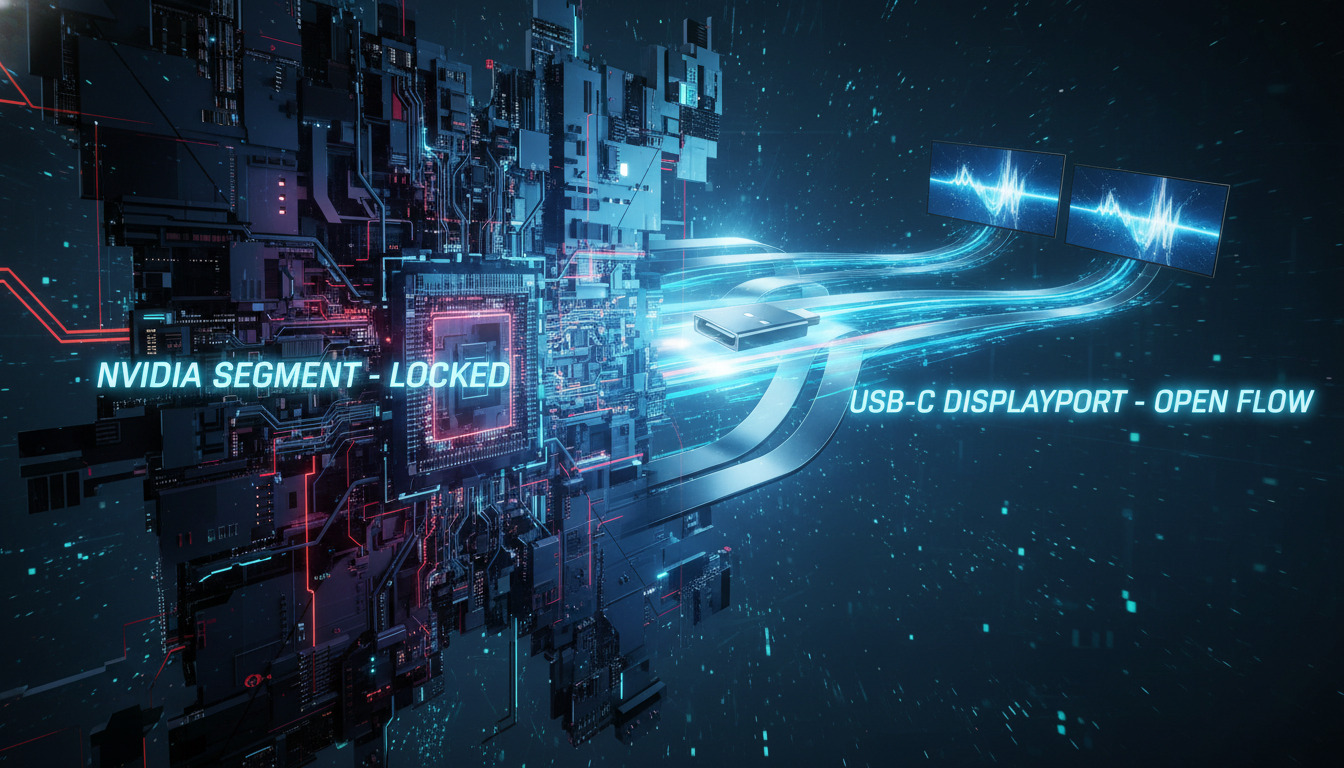 USB-C Steuerung externer Monitore. KI-generiert. USB-C Steuerung externer Monitore. KI-generiert.